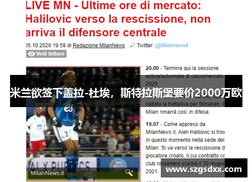 米兰欲签下盖拉-杜埃，斯特拉斯堡要价2000万欧